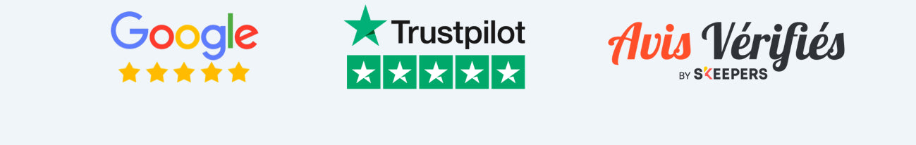 logo Google, Trustpilot et avis vérifiés